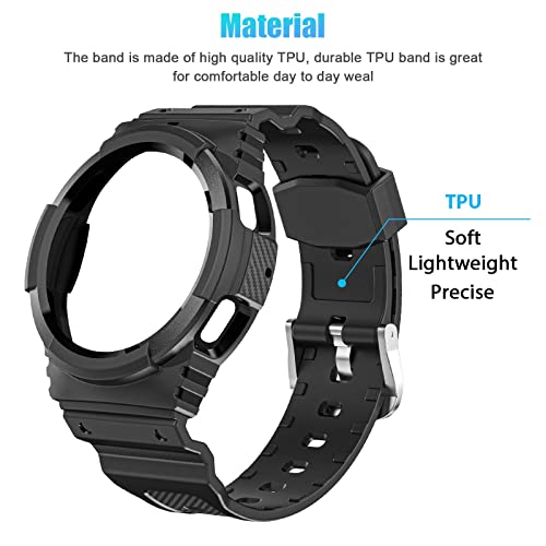 Gooodidear Galaxy Watch 4 Band 40Mm Bumper Case, Samsung Watch 5 40Mm Bands Rugged Strap Protective Case, Sport Military Shockproof Tpu Replacement Bands Protector Cover Men Women, Transparent Black #TOP4