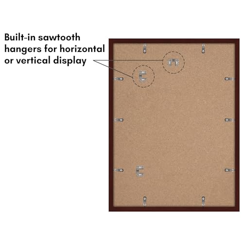 Americanflat 17x23 Picture Frame with Polished Plexiglass - Set of 2 - Use as 13x19 Frame with Mat or Display 17x23 Photo Without Mat - Galleria Collection - Picture Frames for Wall Display - Mahogany