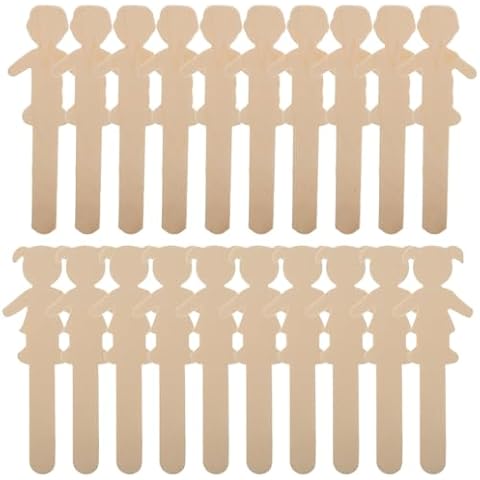 DIYEAH 20PCS Unfinished Wooden People Shapes for DIY Crafts Boys and Girls Figures Natural Wood Cutouts for Classroom Decoration and Creative Activities Cover