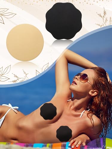 Croloose 4 Pairs Tanning Nipple Cover for Women Silicone Reusable Nipple Pasties Sticky Invisible Tanning Breast Nipple Pad Waterproof