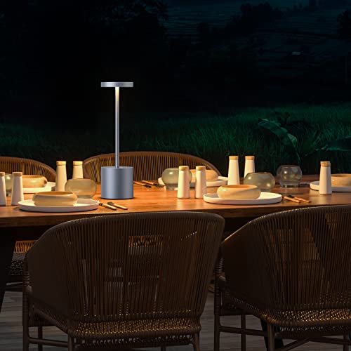2 Pack Cordless Table Lamp Rechargeable,5000Mah Battery Powered Table Light,3 Color Stepless Dimming Up To 40 Hours Usage,Portable Led Desk Lamp For Restaurant/Bedroom/Bars/Home Patio Outdoor(Grey) #TOP3