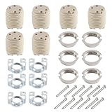 Durlo Portalampada G9 con staffa, attacco alogeno in ceramica filettato G9 con anello e pe...