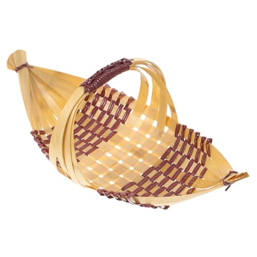 JECOMPRIS 竹製和風寿司トレイ 船形デザイン 食品盛り付け用皿 刺身 前菜に 自然な風合いと耐久性 業務用 家用サービングプレート