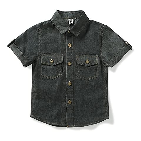 OCHENTA Boys' Denim Button Down Shirt Cover