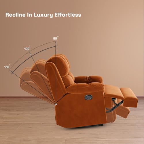 Image of Wakefit Recliner | 3 Year Warranty | Recliner Sofa 1 Seater, XpertGRID Technology, Designed for Supreme Comfort & Relaxation, Easy DIY Assembly, 145 kg Weight Capacity, Virelia (Amber)