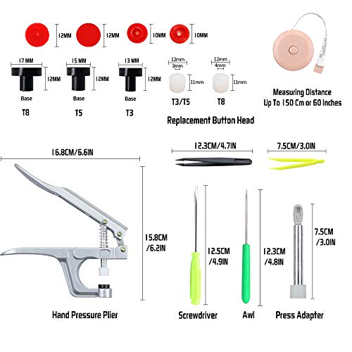 BESTNULE Snaps and Snap Pliers Set, 360 Sets 24 Colors T5 Plastic Buttons for Sewing and Crafting, Resin Snaps Hand Tool Snaps Fastener with Organizer Storage Containers