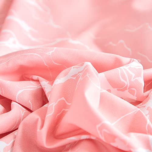 ARYURBU Bettwäsche 155x220 cm Set 2teilig Rosa 1x Bettbezug 155x220cm und 1x Kissenbezug 80x80cm Mikrofaser Marmoriert Weiß Marmor Blitzmuster für Einzelbett mit Reißverschluss Bügelfrei - Image 7