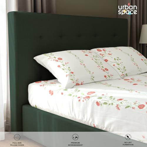 Image of Urban Space Serene 100% Cotton 200 TC Bedsheet for King Bed, King Bedsheet Cotton with 2 Pillow Covers (Size 108 x 108 inches, Veil Bloom - Peach)
