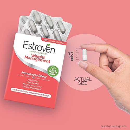 Image of Estroven Weight Management for Menopause Relief - 60 Ct. - Clinically Proven Ingredients Help Manage Weight, Provide Night Sweats & Hot Flash Relief - Drug-Free & Gluten-Free