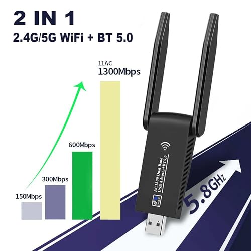 Adaptador WiFi 1300 Mbps para solucionar problemas de internet lento y conectar Bluetooth 3
