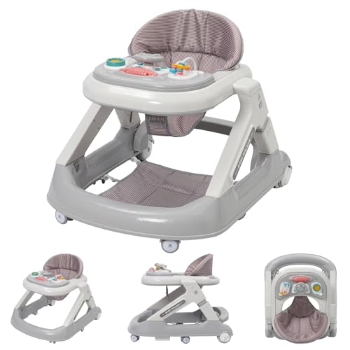 Andador bebe 5 en 1,Ajuste De Altura en 2 Posiciones,Ajuste Del Asiento En 5 Posiciones,con Bandeja Extraíble Y Música,Ruedas Giratorias De 360° Con Frenos,Andador Apto Para Bebés A Partir De 6 Meses