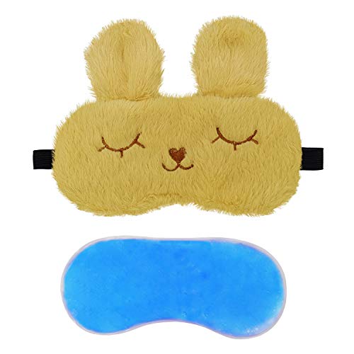 Image of Jenna Premium Eye Mask,Ultra Smooth Adjustable Sleep Mask&Blind Fold|For Sleeping,Travelling|Eye-Cover Light (Fur Bunny Cream Gel)