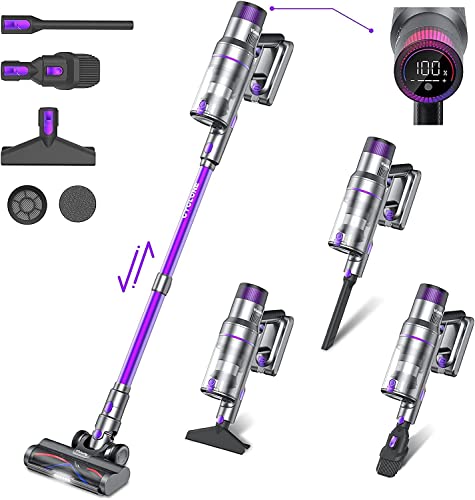Vistefly V15 MAX Aspiradora sin Cable, 40Kpa 500W Aspiradora Escoba Potente 4 en 1, Autonomía 60min Detección Automática de Polvo, para Pelos Cabello Suelo Alfombras