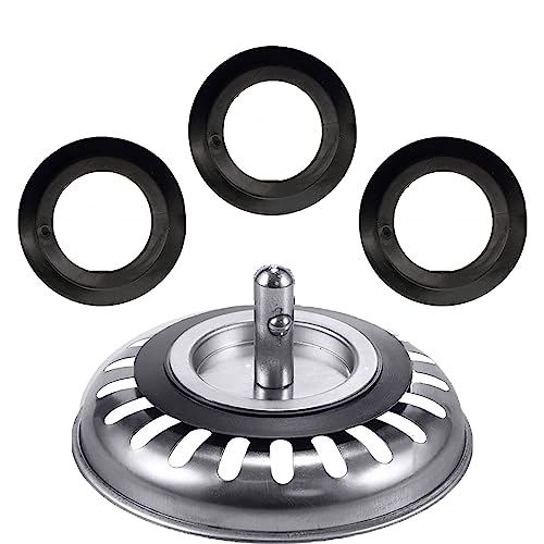 Junta de Goma para cestas de colador, Junta de Goma Tapon Fregadero Cocina, Ø Exterior de 54 mm, Ø Interior de 32 mm, 4,6 mm de Espesor, empaque de Repuesto，3 Piezas.