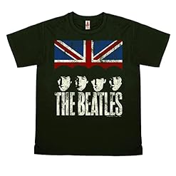 Logoshirt® The Beatles I Union Jack I T-Shirt imprimé I Femme & Homme I Col Rond I Manches Courtes I Marron Noir I Design Original sous Licence I Taille XS - Les Beatles, Paul McCartney, John Lennon, RIngo Starr, George Harrison