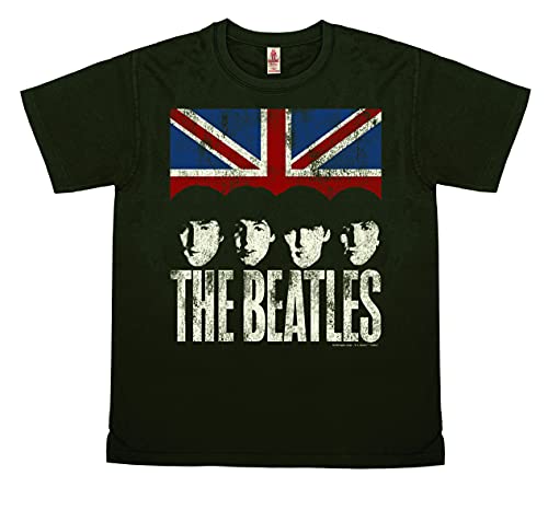 Logoshirt® The Beatles I Union Jack I T-Shirt imprimé I Femme & Homme I Col Rond I Manches Courtes I Marron Noir I Design Original sous Licence I Taille XS - Les Beatles, Paul McCartney, John Lennon, RIngo Starr, George Harrison Logoshirt® The Beatles I Union Jack I T-Shirt imprimé I Femme & Homme I Col Rond I Manches Courtes I Marron Noir I Design Original sous Licence I Taille XS