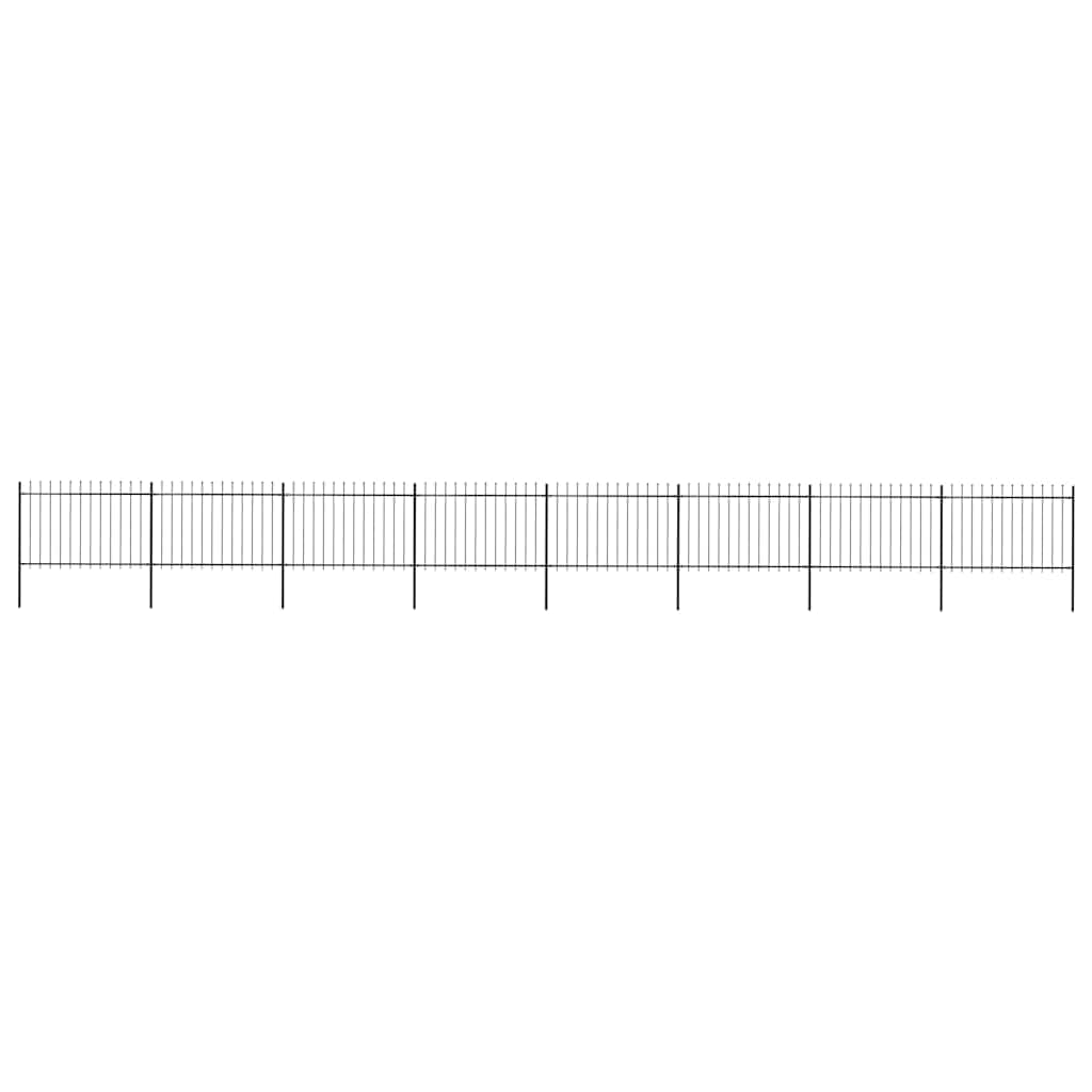 Ogrodzenie ogrodowe z grotem włóczni, stal malowana proszkowo, 1426 x 120 cm, czarne, do ogrodu i domu, panele ogrodzeniowe, 8 elementów