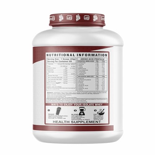 Image of MB Muscle Builder 100% Isolate Whey Protein Powder With High Protein, BCAA And Digestive Enzyme - 4.4Lbs (Chocolate)