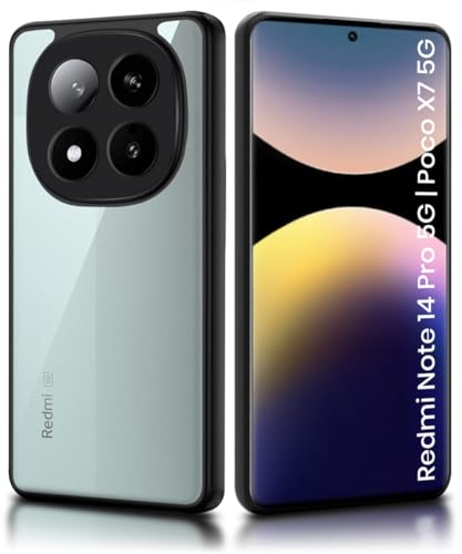Image of WOW IMAGINE Shockproof Hybrid Back Cover for Redmi Note 14 Pro 5G | Poco X7 5G | Hard Slim fit Back Case | PC & TPU | Clear Transparent Case - Black