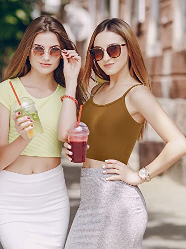 Image of Boao 4 Pack Women's Cropped Cami | Spaghetti Strap Camisloe, Cropped Tank Top, Comfort Cotton, Basic Layering Undershirts, Casual Daily Wear, Summer Outfit