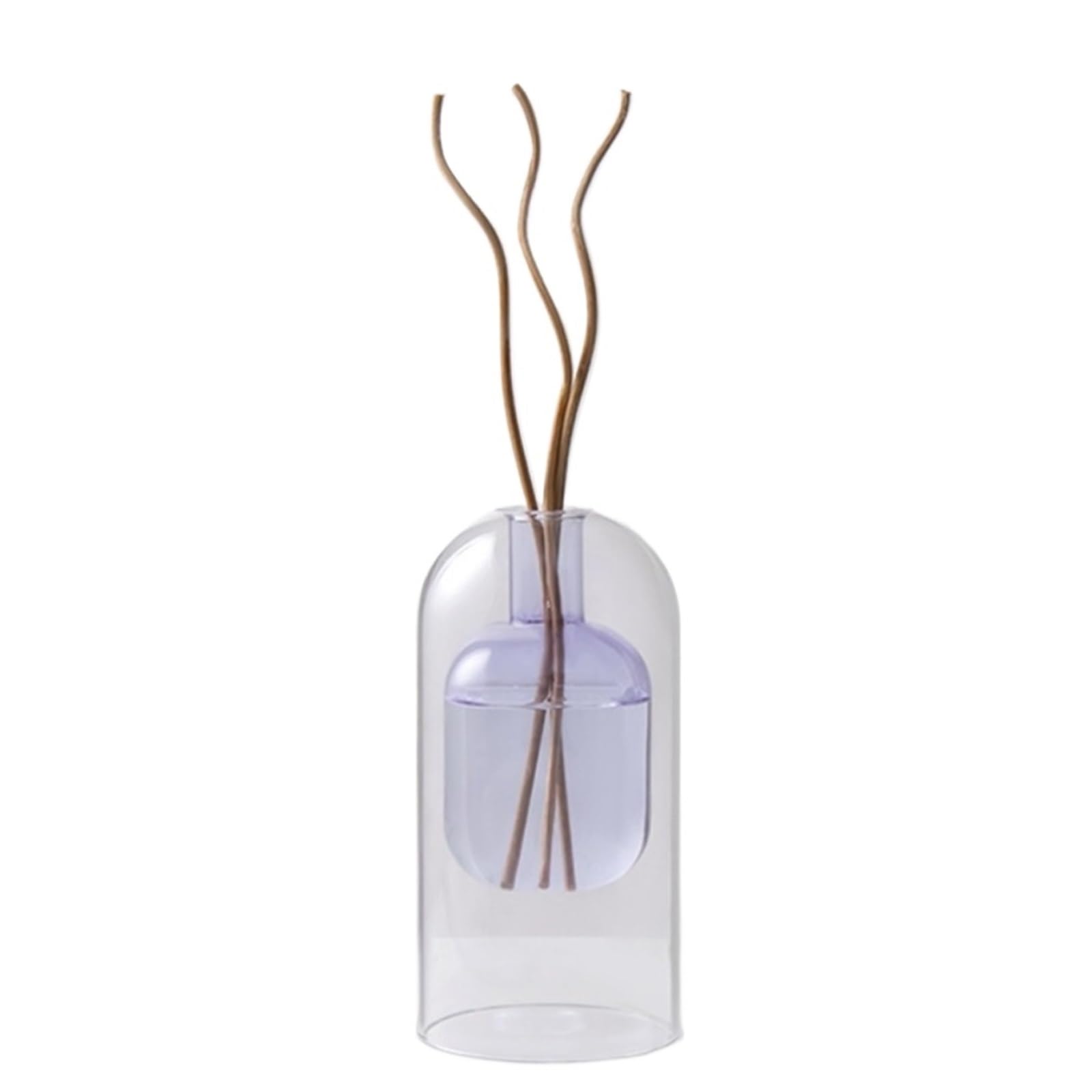 QuxetlRyz Glass Hydroponic Vase Glass Aromatherapy Bottle Double Layered Exquisite Fragrance Diffuser Creative Hydroponic Pot Vase Plant(Purple)