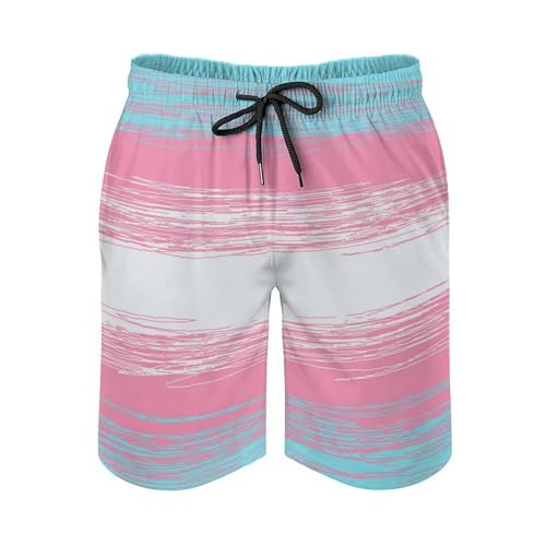 Transgender Flag Men's Swim Trunks Quick Dry Beach Shorts with Mesh Lining Pockets3