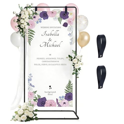 Catálogo de Caballetes con asiento favoritos de las personas. 45 DICOSMETIC - Juego de 1 soporte ajustable para letrero de boda, soporte de caballete negro con 2 correas colgantes, para bodas, asientos de boda, decoración de ceremonia