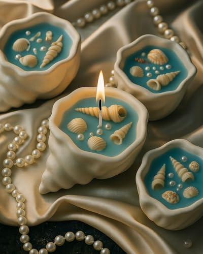 Image of CHRONIKLE Seashell Glow Candle | Handcrafted Scented Soy Wax Candle for Home Decor, Pooja, Festive Lighting & Gifting