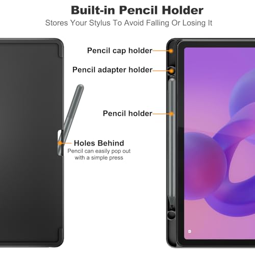 Derwere für Lenovo Idea Tab Hülle mit Stifthalter Silikon Stoßfeste Hülle für Lenovo Idea Tab 11 TB336FU,Schwarz