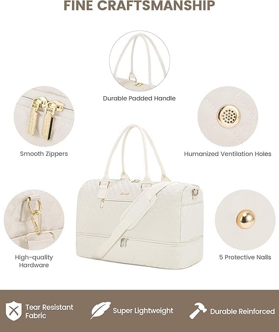 LOVEVOOK Travel Duffle Bag for Women, Weekender Overnight Bag with Shoe Compartment, Carry on Bag with Toiletry Bag, Gym Duffel Bag with Wet Pocket, Hospital Bags for Labor and Delivery 3 Pcs Set - Image 4