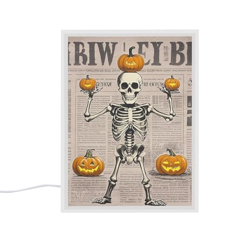 Miroir de courtoisie squelette citrouille cadeau idéal déco Halloween lumineuse