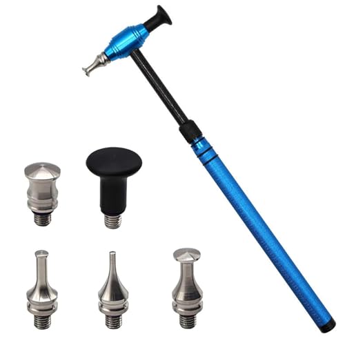 Alriedy Kit di riparazione per auto, 5 teste Knock-Down per carrozzeria, strumento per la rimozione di ammaccature senza vernice, strumento con martello telescopico in lega di alluminio, regolabile