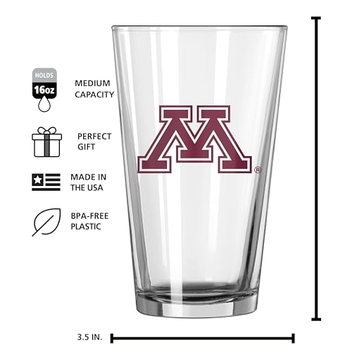 Image of Logo Brands NCAA 16 oz Pint Glass - Durable Glass With Bold Team Color- Chip-Resistant Rim Drinkware For Fans, Tailgates, Home Bars & Everyday Use