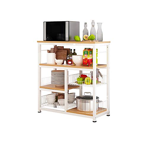Gaixia Kitchen Rack Kitchen Baker Shelf Practical Storage Rack Microwave Rack 4 Layer Shelf Used For Spice Stand Organization Workstation White Kitchen Storage Racks (Size : 80X37X96Cm) #TOP6