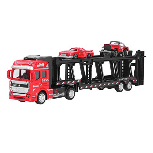 Juego de camión de Juguete Fundido a presión, 1:48 de aleación de Transporte de la policía, con 2 Juegos de camión de Juguete y Remolque, Juguetes de Regalo para niños(Rojo) Cover