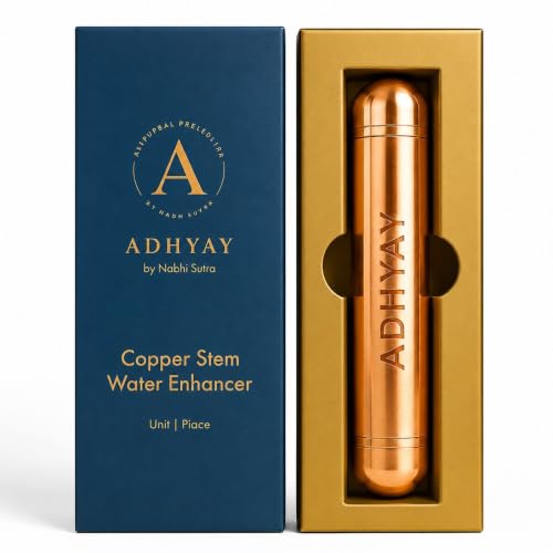 Image of ADHYAY Copper Stem Water Enhancer - 99.9% Pure Unpolished Copper Stick, Lab-Tested Food-Grade | Ayurvedic Tamra Jal Charger for Glass, Bottle, Jug & Mitti Ka Matka | Portable Reusable, 1 Pc