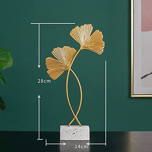 Sculpture Złoty Kutę Żelazo Ginkgo Liście Statua Metal Home Decor Ozdoby Dekoracje Desktop Roślin Akcesoria Rzemiosło Statue
