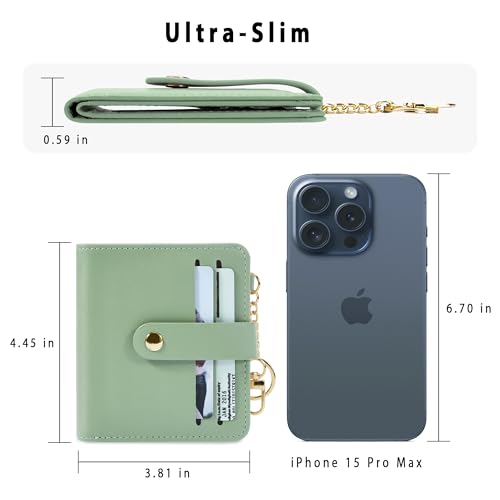 Image of Airkit Small Wallet Women RFID, PU Leather Card Holder with Keychain | Slim Compact Zipper Coin Purse for Ladies, Travel Holiday Gifts for Mom, Cute Mini Bifold Wallets