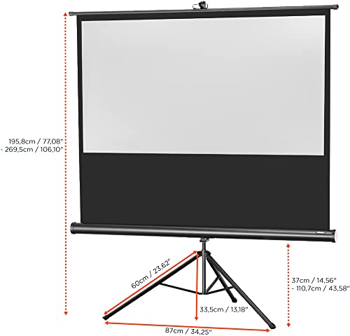 celexon Economy Stativ-Leinwand schwarz 85 | 184x104 cm 16:9 | mobil transportable 4K, Full-HD Beamerleinwand mit manuellem Rollauszug f&uuml;r Heimkino, B&uuml;ro & Outdoor | inkl. Standfu&szlig; + Tragegriff