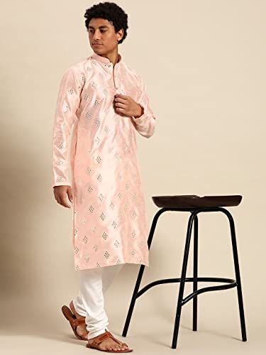 Image of Rajubhai Hargovindas Men's Jacquard Work Kurta Set