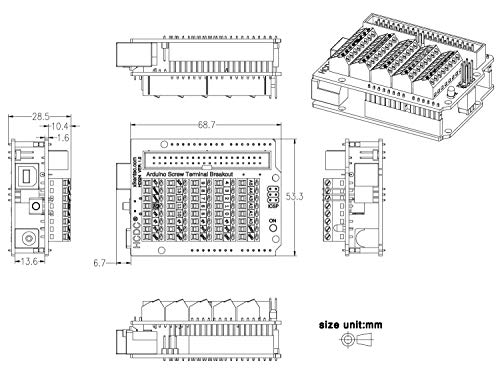 HCDC Screw Terminal Block Breakout Shield Module for Arduino UNO R3
