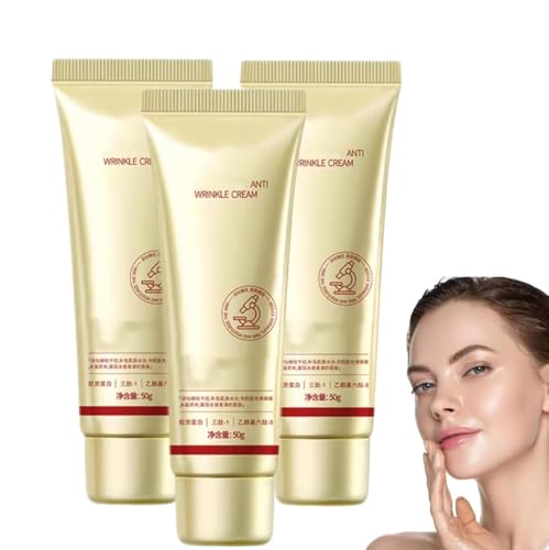 Crema Antiarrugas de Oro y Colágeno, Crema Coreana de Colágeno Dorado, Crema Hidratante Facial Antiarrugas, Hidratación Profunda de Larga Duración y Reafirmante (3 piezas)