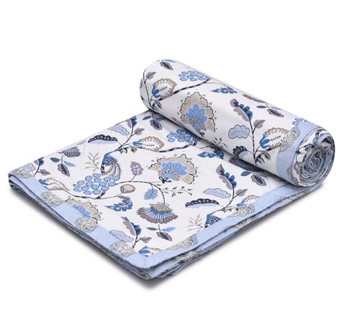 Image of Amazon Brand - Umi Soft Cotton Dohar AC Blanket Single Bed Size 57x87 Inch | 160 TC Three Layer Lightweight Quilt | Reversible Summer Comforter