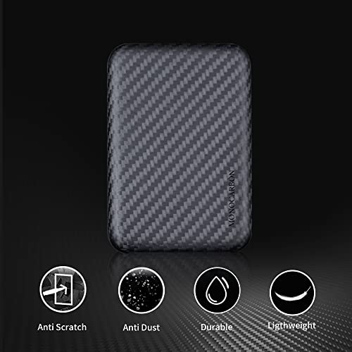 Monocarbon Real Carbon Fiber Case Compatible With Magsafe Battery Pack, Slim Ultra-Thin Shockproof Cover, Lightweighter Anti-Scratch Cover Case For Magsafe Portable Charger, Matte Finish. #TOP2
