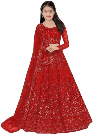 PREHANA FASHION Girls Ethnic Wear Embroidery Work Readymade Traditional Lehenga Choli With Dupatta Set