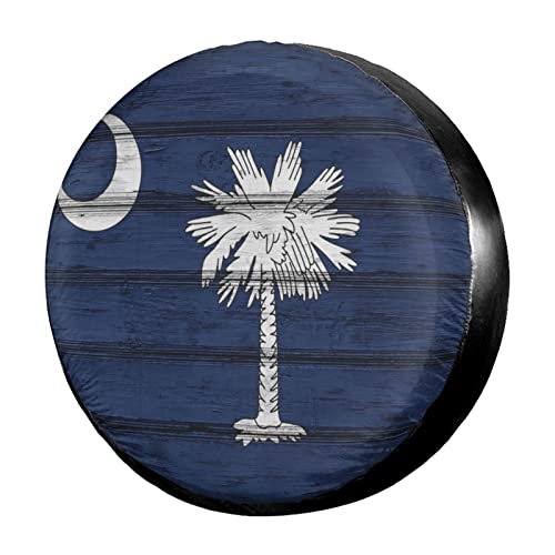 Foruidea South Carolina Flag Spare Tire Cover Dust-Proof Wheel Tire Cover Fit Trailer, RV, SUV and Many Vehicle 14 Inch