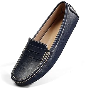 Artisure Women’s Classic Comfort Leather Penny Loafers Casual Slip-Ons Lightweight Walking Flats Driving Mocs Boat Shoes