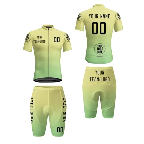 HGWOPGASD Maglia da Ciclismo Personalizzata da Uomo 2 Set Abbigliamento ciclistico Estivo Tuta Team Bike Abbigliamento Ciclismo su Strada Kit Bicicletta A14