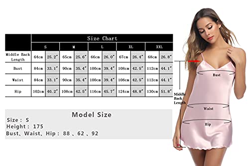 Litherday-Camison-Sexy-Saten-para-Mujer-Camison-Mujer-Corto-Verano-Camisones-Tirantes-Ajustable-Satin-Ropa-de-Dormir-para-Novia-y-Mujer