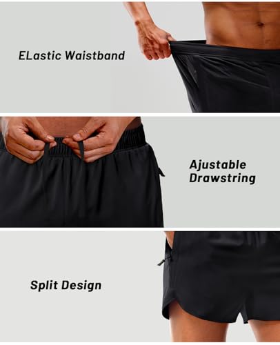 MIER Men's 3 Inch Inseam Running Shorts with Brief Liner Dry Fit Gym Athletic Workout Exercise Shorts with Zipper Pocket4
